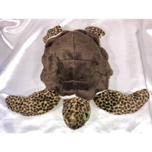 Wild Republic Sea Turtle Plush Brown Shell Green Speckled Body Marble Eyes 13"